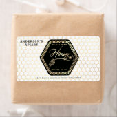 六角ブランチ金ゴールドハチミツ瓶スクエアのシール ラベル (インサイチュ)