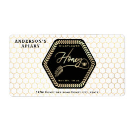 六角ブランチ金ゴールドハチミツ瓶スクエアのシール ラベル