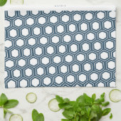 六角ブルー白パタミニマルーン キッチンタオル (折り畳み)