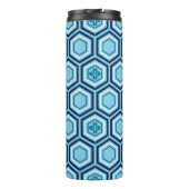 六角プリント、ネイビー、ライトブルー タンブラー (裏面)