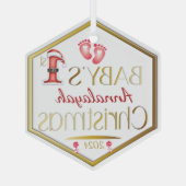 六角ベビー1stクリスマスキープサケパーソナライズされたー | ガラスオーナメント (裏面)