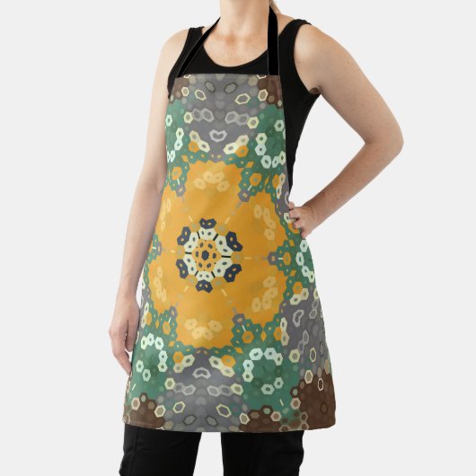 六角マンダライエローティール（緑がかった色）とブラウン エプロン (インサイチュ)