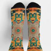 六角マンダラオレンジと青 ソックス (上部)