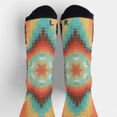 六角マンダラオレンジブルーとイエロー ソックス (上部)