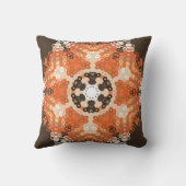 六角マンダラオレンジ白と茶色 クッション (裏面)