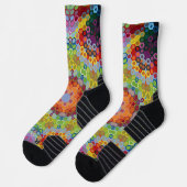 六角マンダラグリーンピンクとオレンジ ソックス (左)