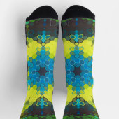 六角マンダラグリーン黄色と青 ソックス (上部)