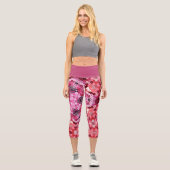 六角マンダラピンク赤と白 カプリレギンス (正面)