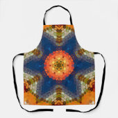 六角マンダラブルーオレンジと赤 エプロン (正面)