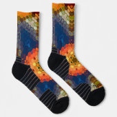 六角マンダラブルーオレンジと赤 ソックス (右)