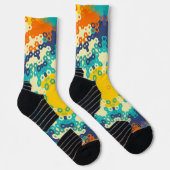 六角マンダラブルーオレンジと黄色 ソックス (右)