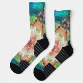 六角マンダラブルーグリーンとピンク ソックス (左)