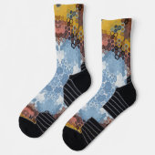 六角マンダラブルー黄色とピンク ソックス (左)