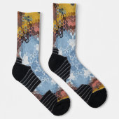 六角マンダラブルー黄色とピンク ソックス (右)