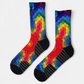 六角マンダラレッド黄色とブルー ソックス (左)