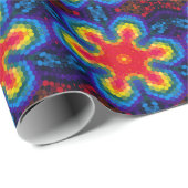 六角マンダラレッド黄色とブルー ラッピングペーパー (ロールコーナー)