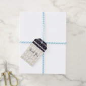 六角モダンネイビー青金ゴールドジオメト結婚リ ギフトタグ (より糸付き)