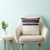 六角モダンネイビー青金ゴールド幾何学模様 クッション (椅子)