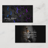 六角モダン名刺の黒い背景 名刺 (正面/裏面)