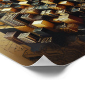 六角モダン金ゴールドと黒抽象芸術壁ポスター ポスター (角)