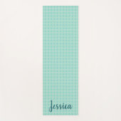 六角ライトブルー&ティール（緑がかった色）/お名前 ヨガマット (正面)