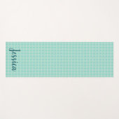 六角ライトブルー&ティール（緑がかった色）/お名前 ヨガマット (正面(横))