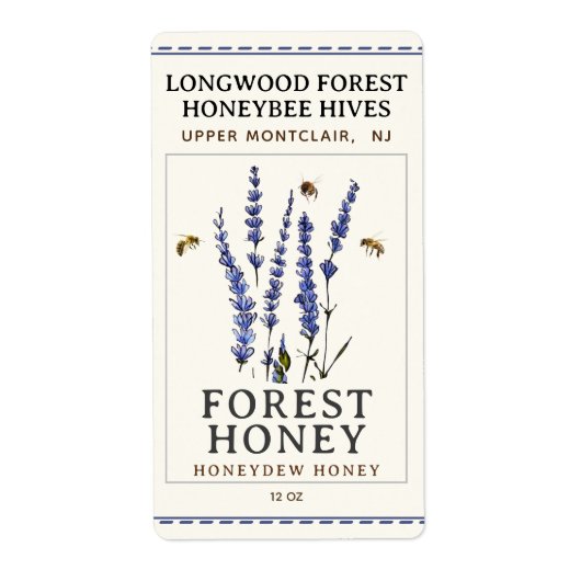 六角ラベル蜂とラベンダー蜂蜜ラベル ラベル (正面)