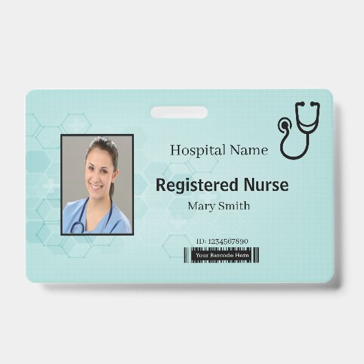 六角医療用聴診器の写真ID バッジ (正面)