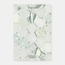 六角大理石ミントグリーンシルバーラックスネームアドレス ポストイット