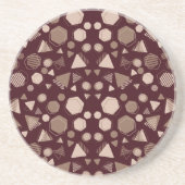 六角形および三角形ピンクおよび茶色のマルーン模様 コースター (正面)