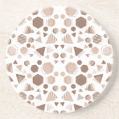 六角形および三角形ピンクおよび茶色(白パターン) コースター (正面)