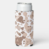 六角形および三角形ピンクおよび茶色(白パターン) スリム缶クーラー (Seltzer裏面)