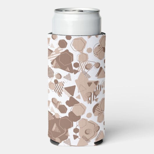 六角形および三角形ピンクおよび茶色（白パターン） スリム缶クーラー (Seltzer裏面)