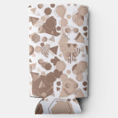 六角形および三角形ピンクおよび茶色(白パターン) スリム缶クーラー (裏面)