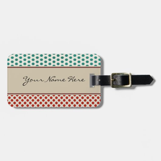 六角形および水玉模様を繰り返すカスタム ラゲッジタグ (正面横)