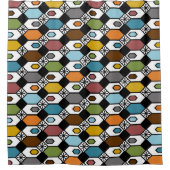 六角形とスターバスト シャワーカーテン (正面)