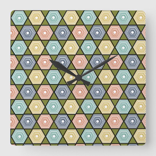 六角形と三角形 スクエア壁時計 (正面)