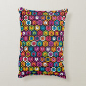 六角形のカラフルで幾何学的なパターン アクセントクッション (裏面(縦))