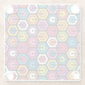 六角形のカラフルで幾何学的なパターン ガラスコースター (裏面)