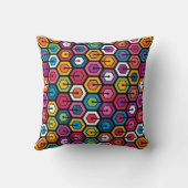 六角形のカラフルで幾何学的なパターン クッション (裏面)