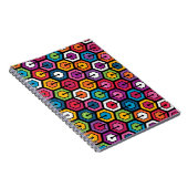 六角形のカラフルで幾何学的なパターン ノートブック (右側)