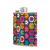 六角形のカラフルで幾何学的なパターン フラスク (左)