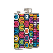 六角形のカラフルで幾何学的なパターン フラスク (右)