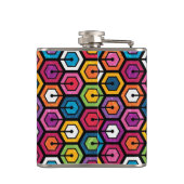 六角形のカラフルで幾何学的なパターン フラスク (裏面)