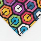 六角形のカラフルで幾何学的なパターン フリースブランケット (角)
