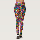 六角形のカラフルで幾何学的なパターン レギンス (裏面)