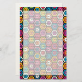 六角形のカラフルで幾何学的なパターン 便箋 (正面/裏面)