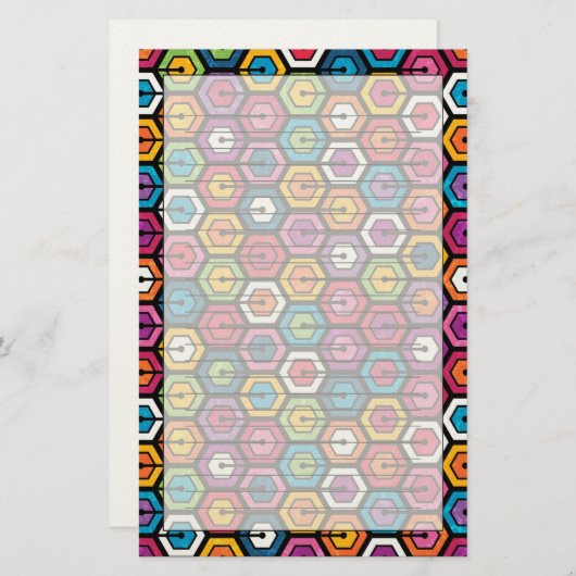 六角形のカラフルで幾何学的なパターン 便箋 (正面/裏面)