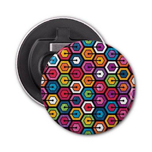 六角形のカラフルで幾何学的なパターン 栓抜き (正面)