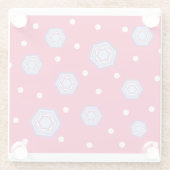 六角形のガラス飲み物のコースターとの深紅色のピンク ガラスコースター (裏面)